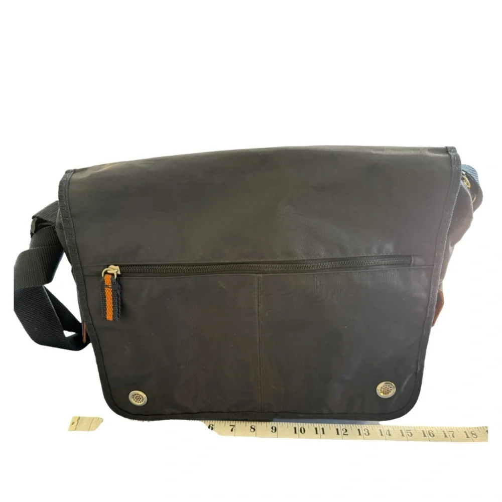 NAVY & ORANGE LAPTOP CROSS BODY NYLON BAG